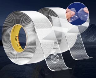 دبل فيس شفاف هاي بور مع خيط 3 متر 